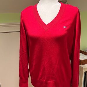 Vineyard Vines Classic Red V-Neck Sweater